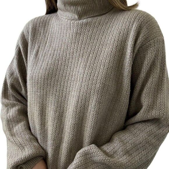 NWT Loro Piana Mens 100% Cashmere Tan Ribbed Turtleneck Luxury Sweater Sz L - Picture 6 of 11